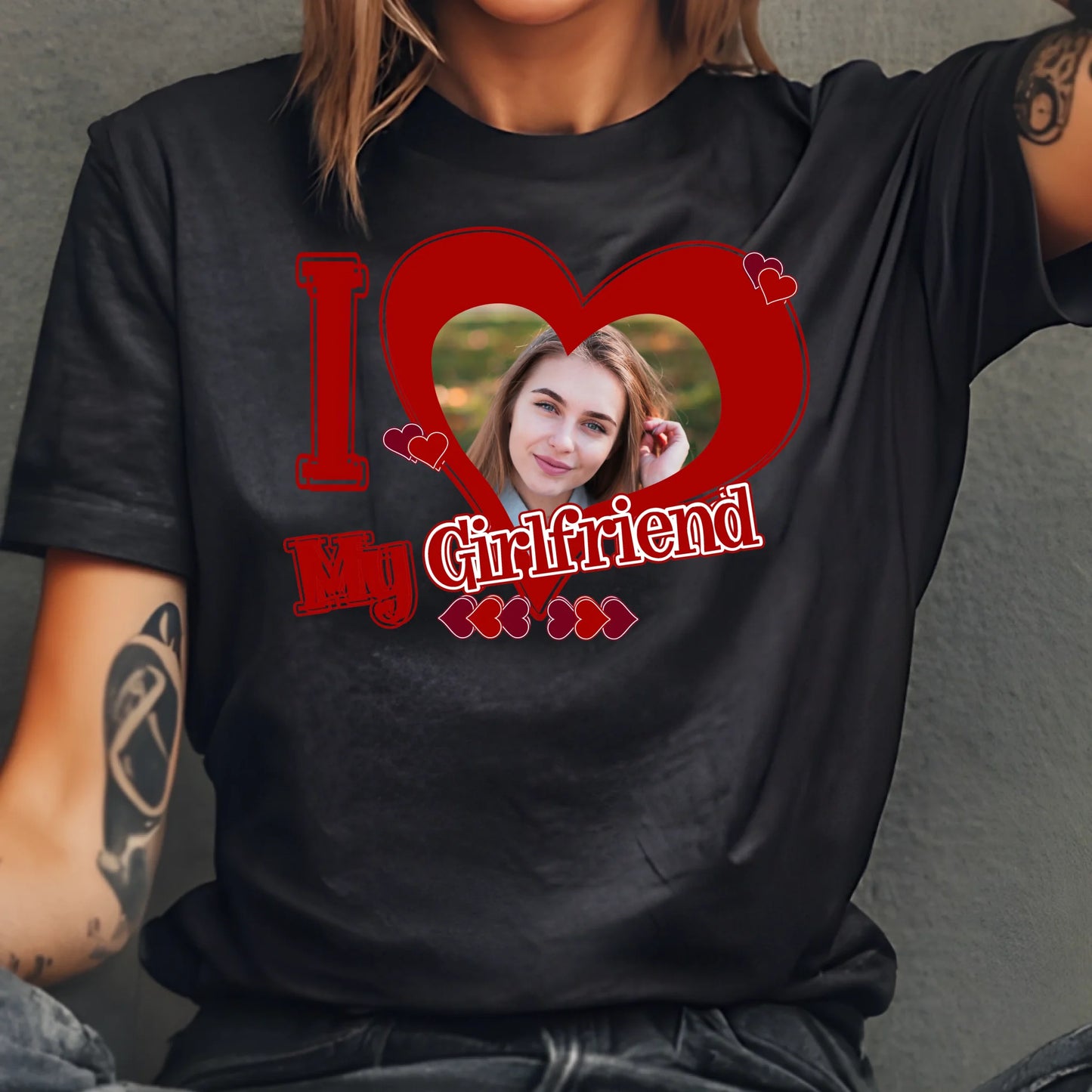 Koszulka ze zdjęciem - I LOVE MY GRILFRIEND/WIFE/BOYFRIEND/HUSBAND - Prezent na walentynki #142