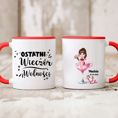 Kubek personalizowany na wieczór panieński OSTATNI WIECZÓR WOLNOŚCI | zabawny motyw #55