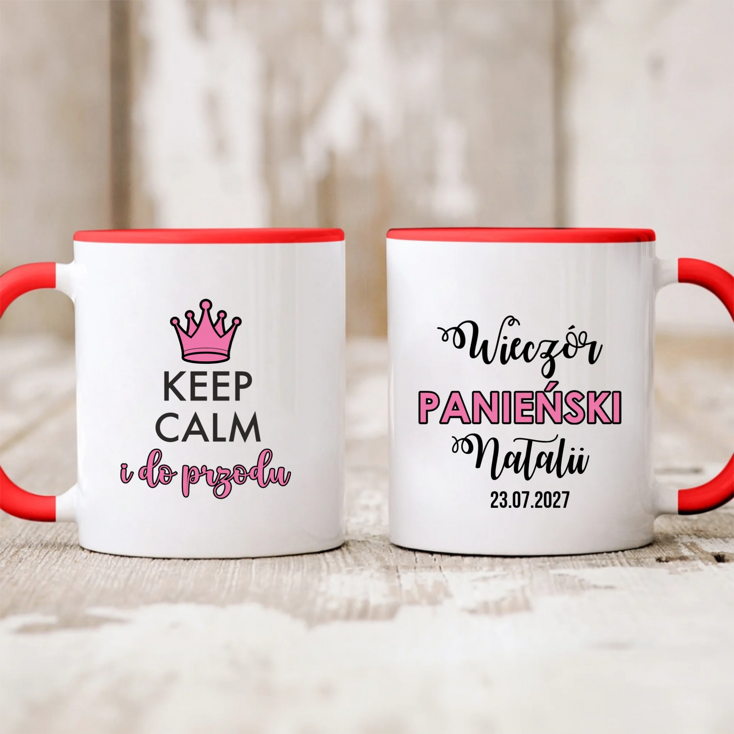 Kubek personalizowany na wieczór panieński KEEP CALM I DO PRZODU | zabawny motyw #56