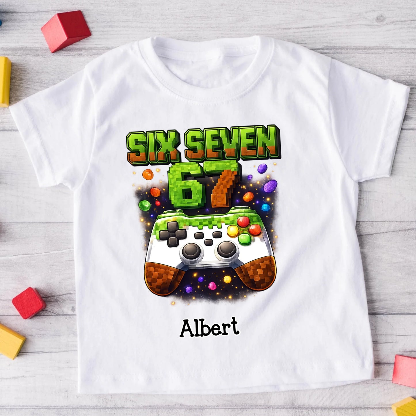Koszulka personalizowana SIX SEVEN | motyw z kontrolerem i Minecraftem #9112