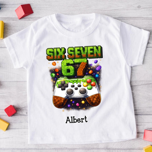 Koszulka personalizowana SIX SEVEN | motyw z kontrolerem i Minecraftem #9112