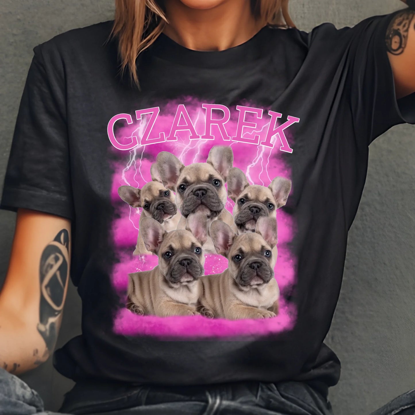 Koszulka Bootleg personalizowana | z personalizowanym zdjęciem i imieniem psa #4110