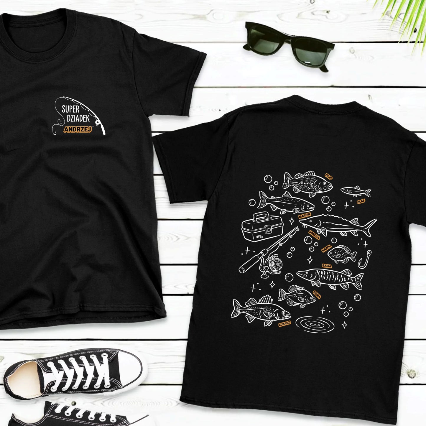 Gildan64000BlackFrontBackMonsteraandPalm