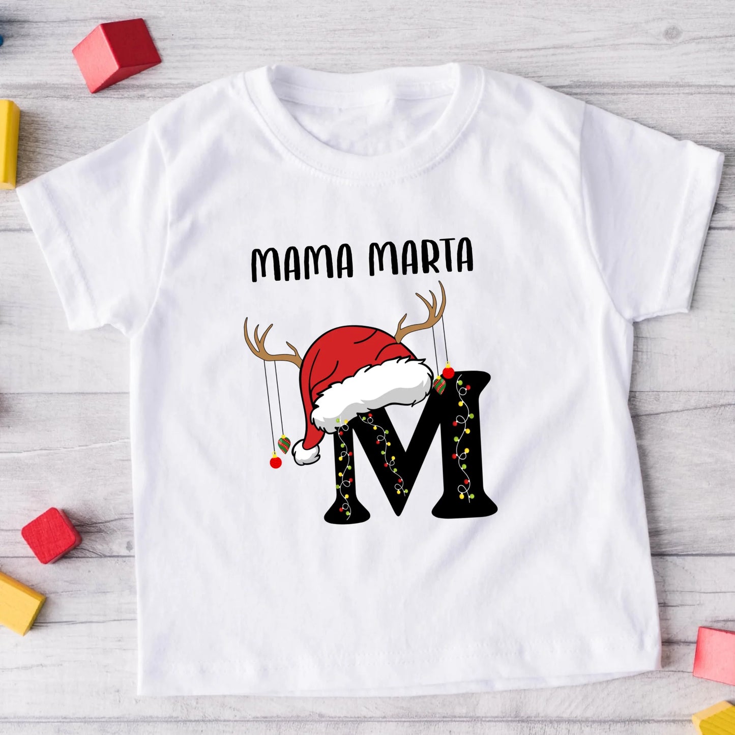 Koszulka personalizowana dla rodziny | świąteczny motyw z literami z rogami #7910