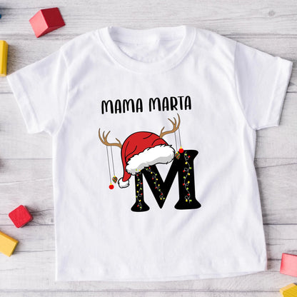 Koszulka personalizowana dla rodziny | świąteczny motyw z literami z rogami #7910