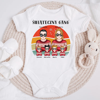 Świąteczna koszulka personalizowana dla rodziny ŚWIĄTECZNY GANG | rodzinny motyw retro #80092