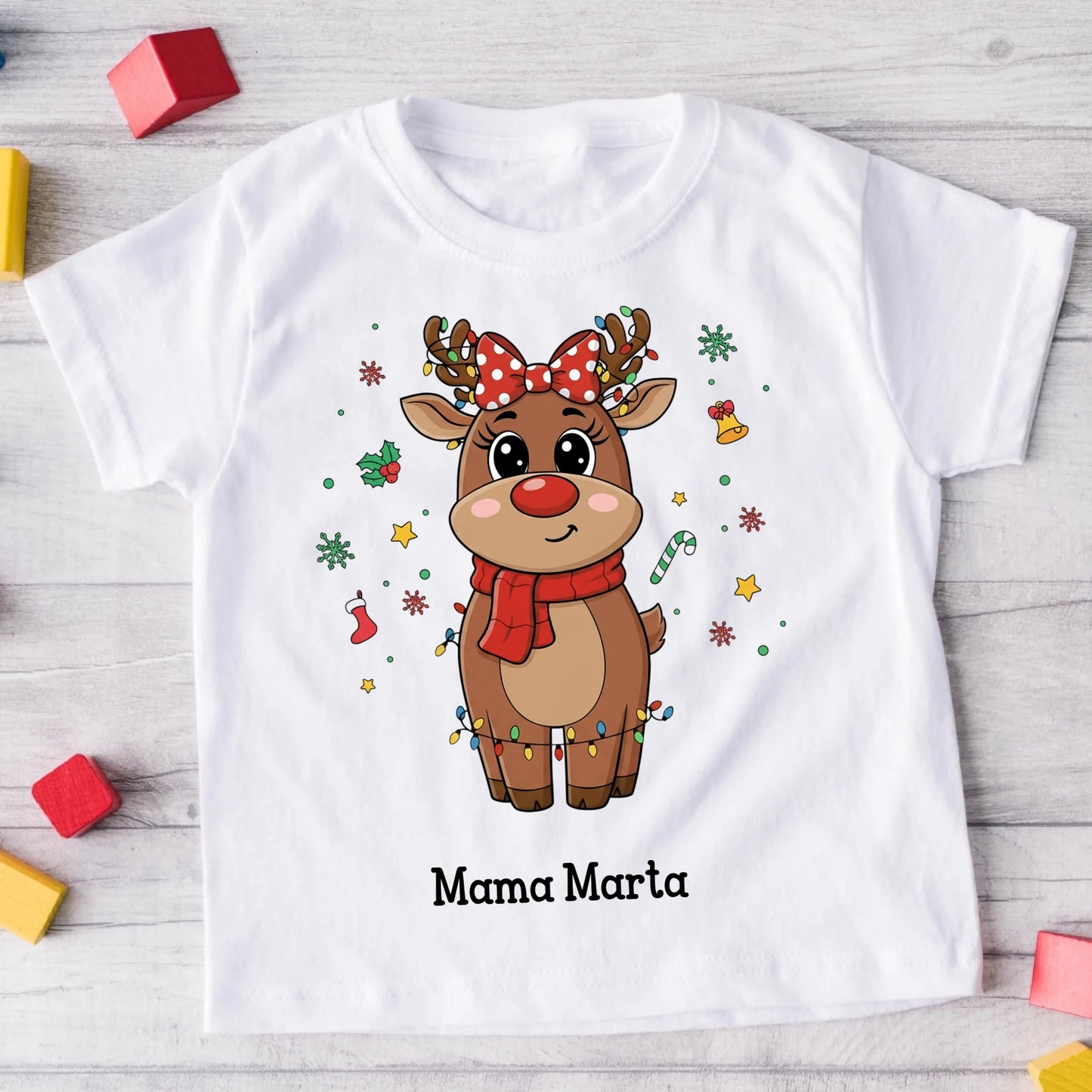 Koszulka personalizowana rodzinna | zimowy motyw z reniferem #8812