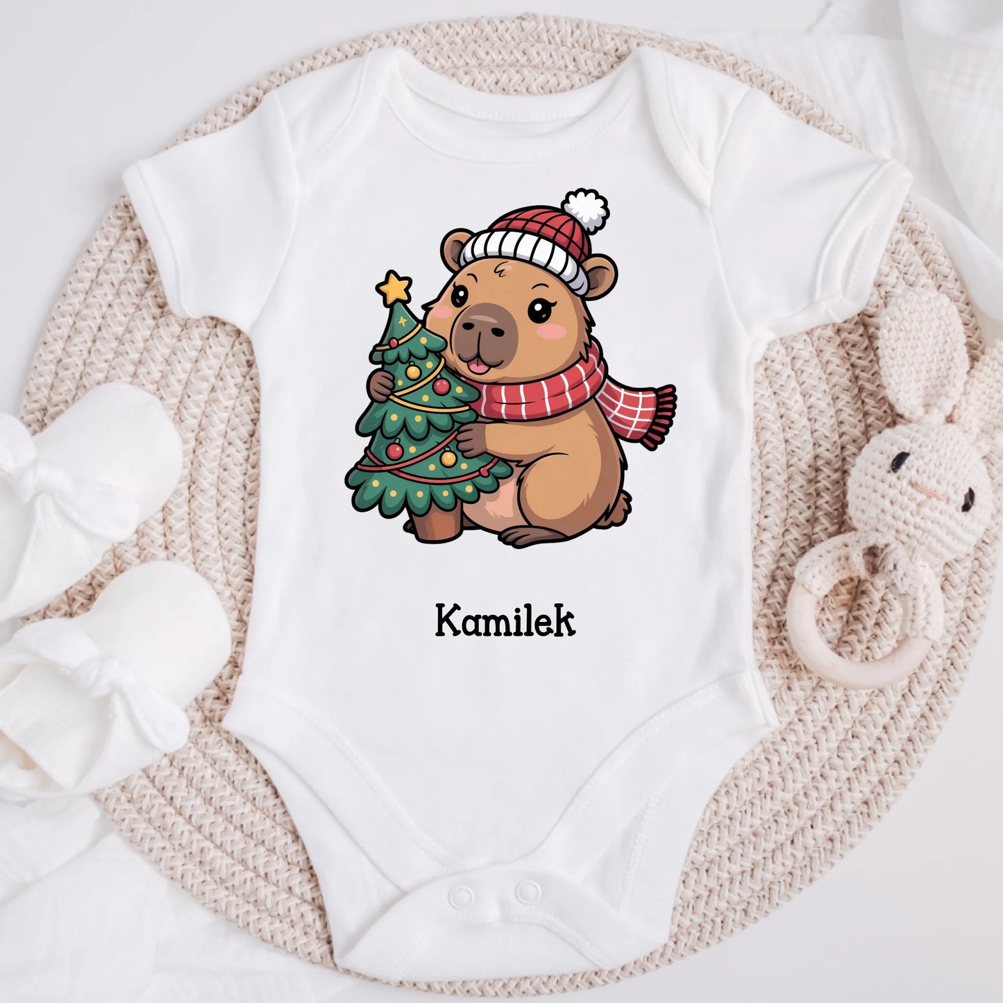Świąteczna koszulka personalizowana dla dziecka | motyw z kapibarą #9482