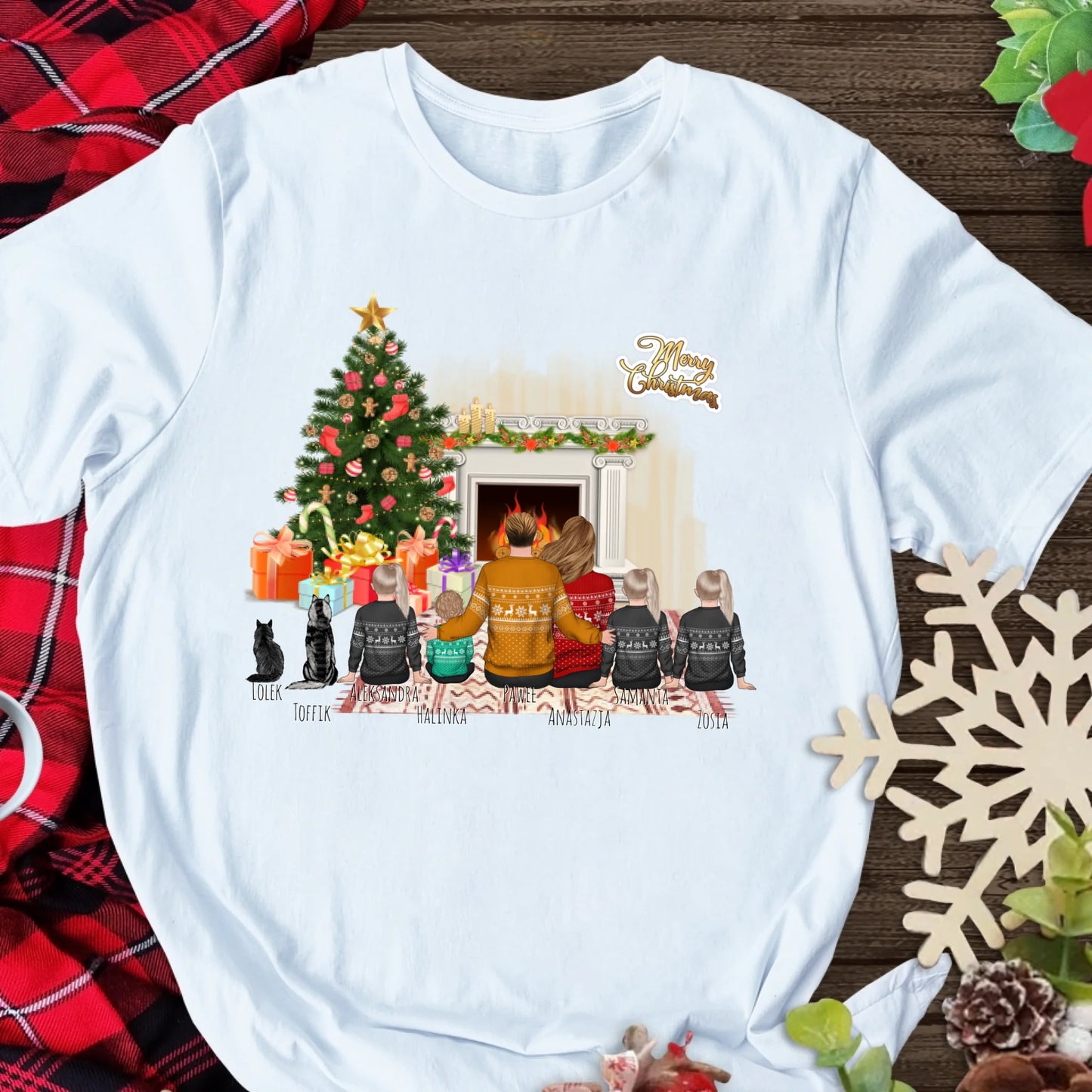 Świąteczna koszulka personalizowana dla rodziny MERRY CHRISTMAS | motyw dla rodziny ze zwierzętami #13
