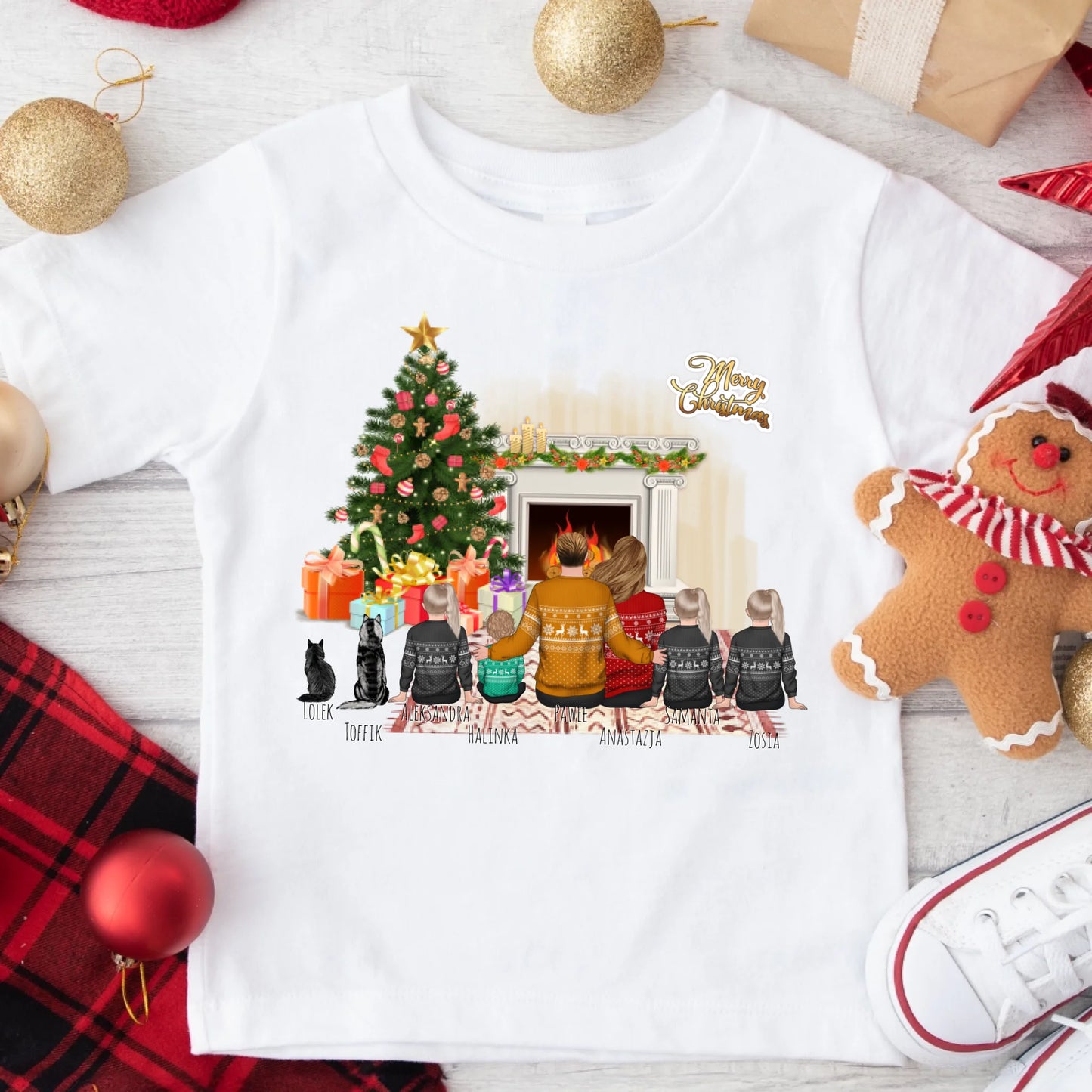 Świąteczna koszulka personalizowana dla rodziny MERRY CHRISTMAS | motyw dla rodziny ze zwierzętami #13