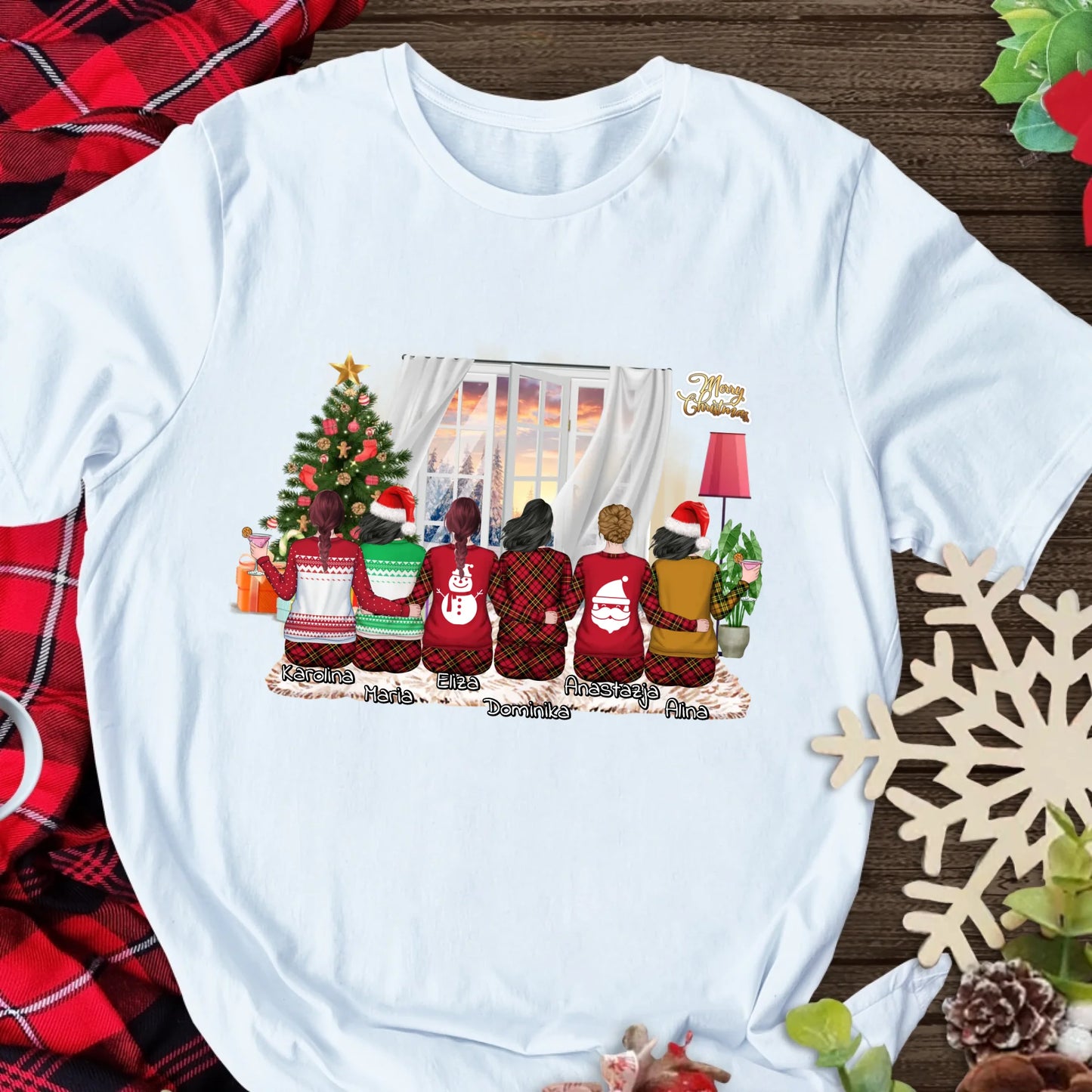 Świąteczna koszulka personalizowana dla przyjaciółek MERRY CHRISTMAS | motyw z choinką #9