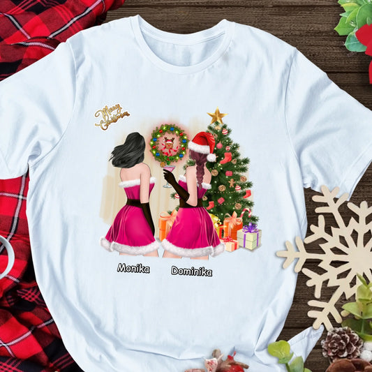 Świąteczna koszulka personalizowana dla przyjaciółek | motyw z drinkami #7
