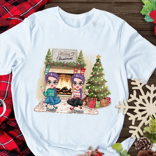 Świąteczna koszulka personalizowana MERRY CHRISTMAS | motyw z choinką i kominkiem #11