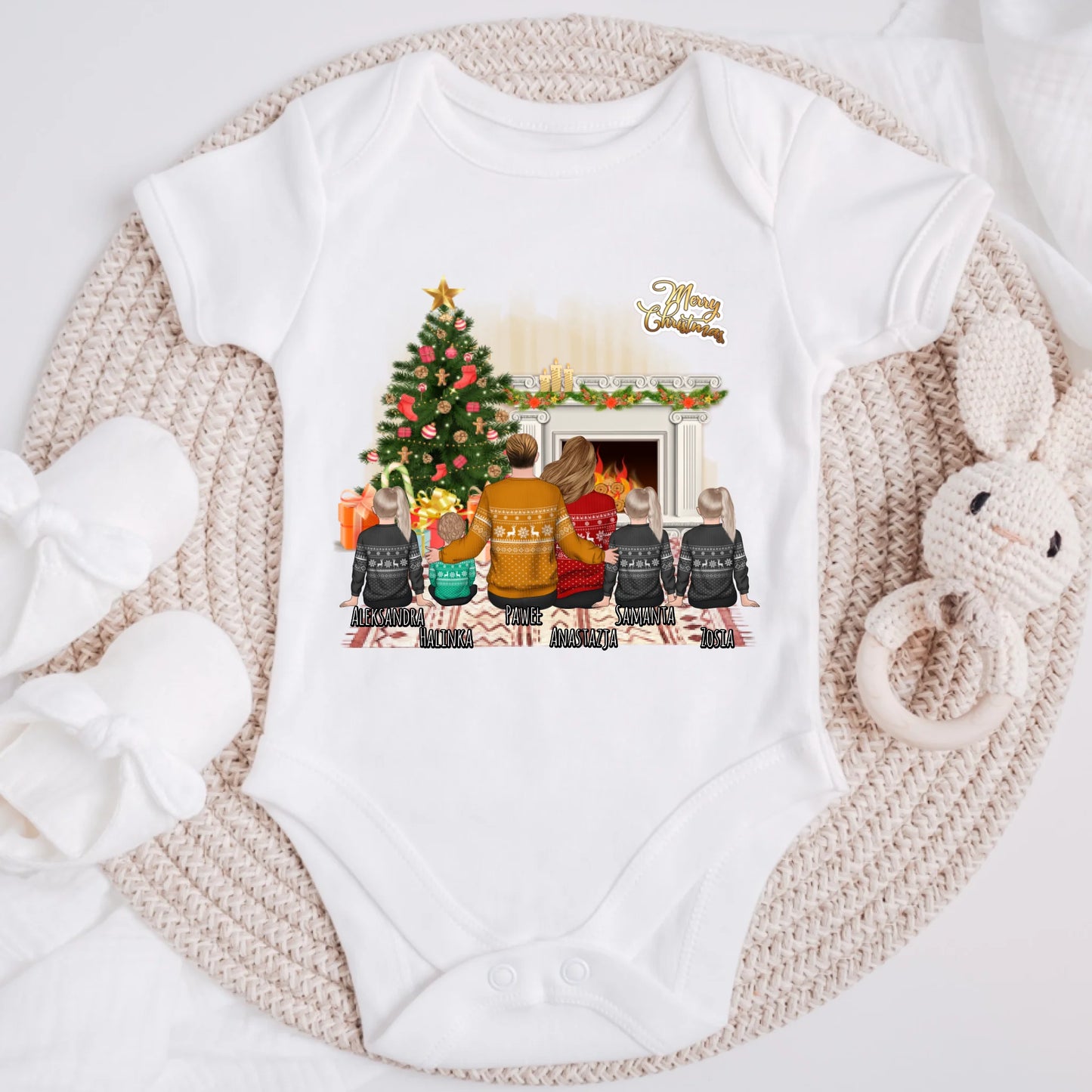 Świąteczna koszulka personalizowana dla rodziny MERRY CHRISTMAS | motyw z choinką #124