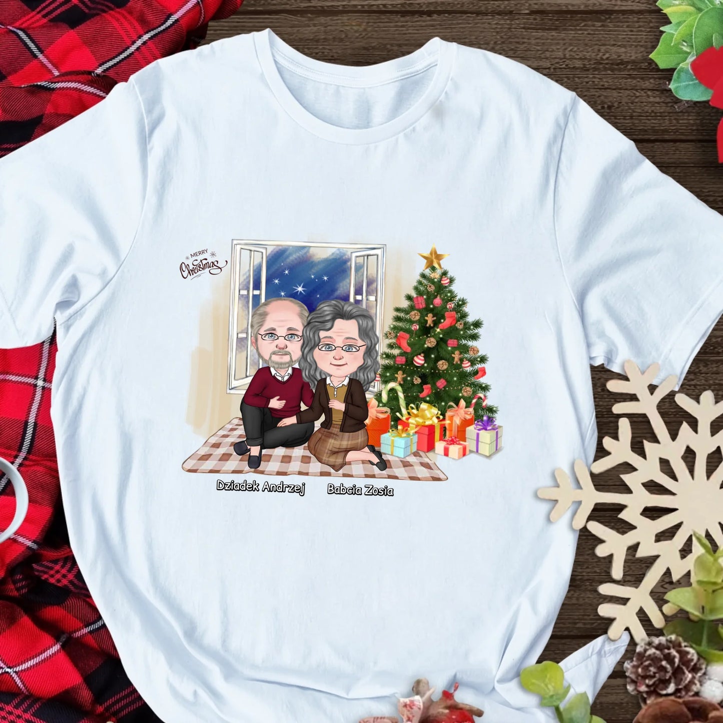 Świąteczna koszulka personalizowana dla babci i dziadka | rodzinny motyw z choinką #6