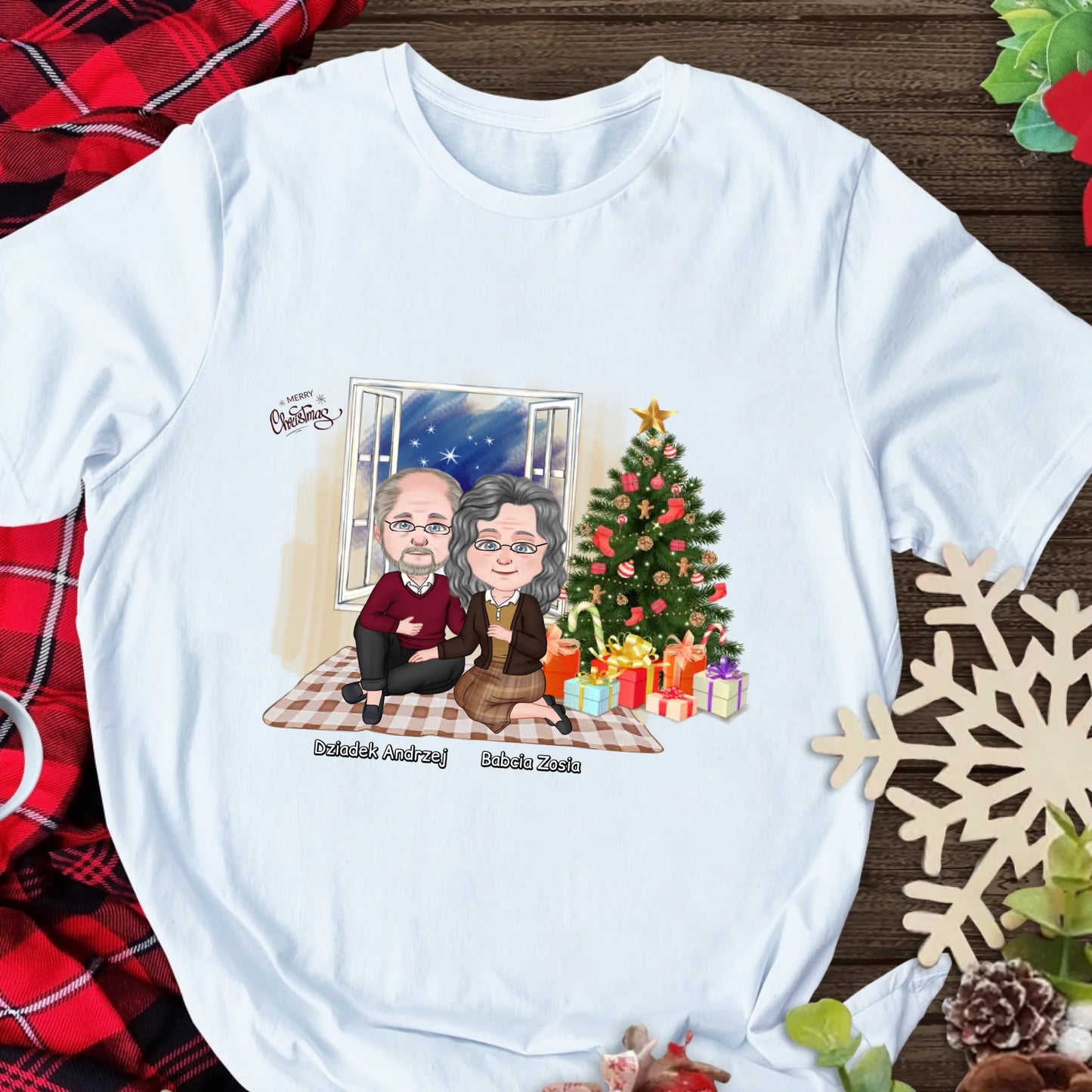 Świąteczna koszulka personalizowana dla babci i dziadka | rodzinny motyw z choinką #6