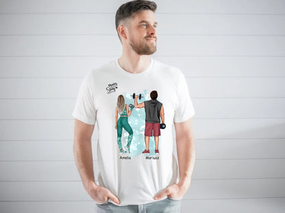Koszulka personalizowana dla par TRAIN TOGETHER STAY TOGETHER | sportowy motyw #P43