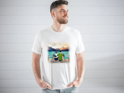 Koszulka personalizowana dla par | motyw z parą nad jeziorem i górami #P45
