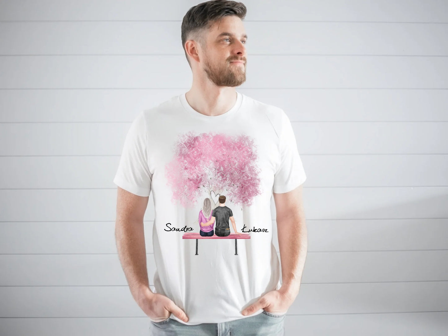 Koszulka personalizowana dla par | motyw z parą pod drzewem #P46