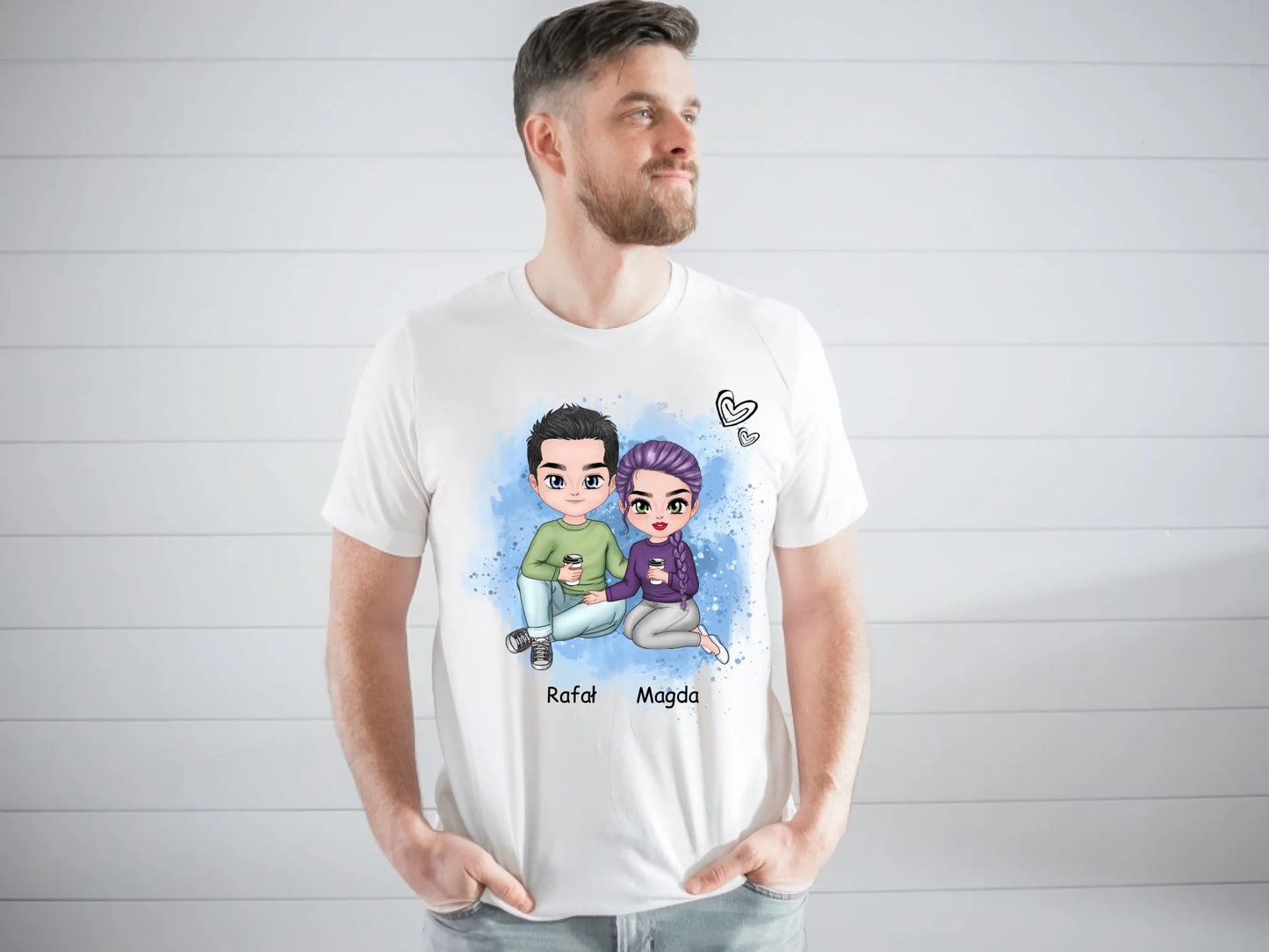 Koszulka personalizowana dla par | motyw z parą z kawą #P47