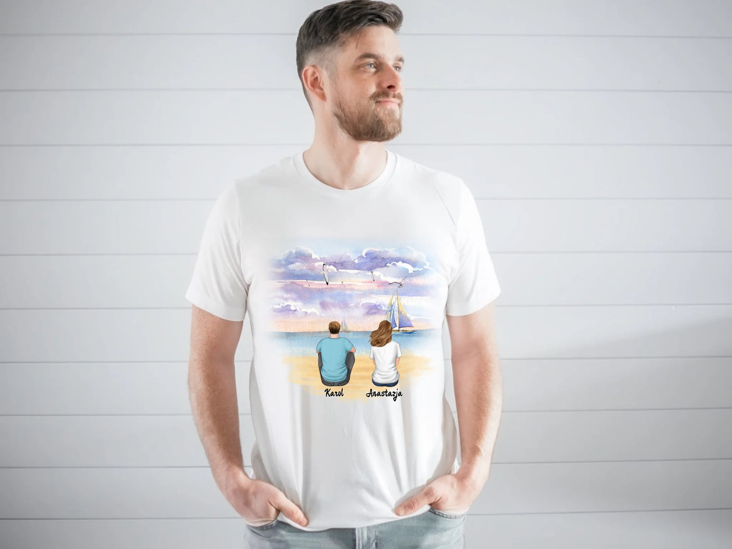 Koszulka personalizowana dla par | motyw z parą na plaży #P50