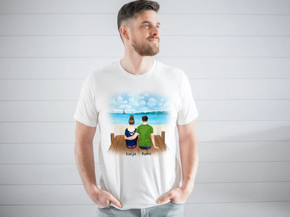 Koszulka personalizowana dla par | motyw z parą na pomoście #P56