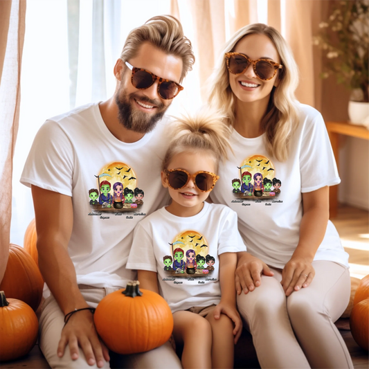 Halloweenowa koszulka personalizowana rodzinna | motyw z kreskówkowymi potworami #1