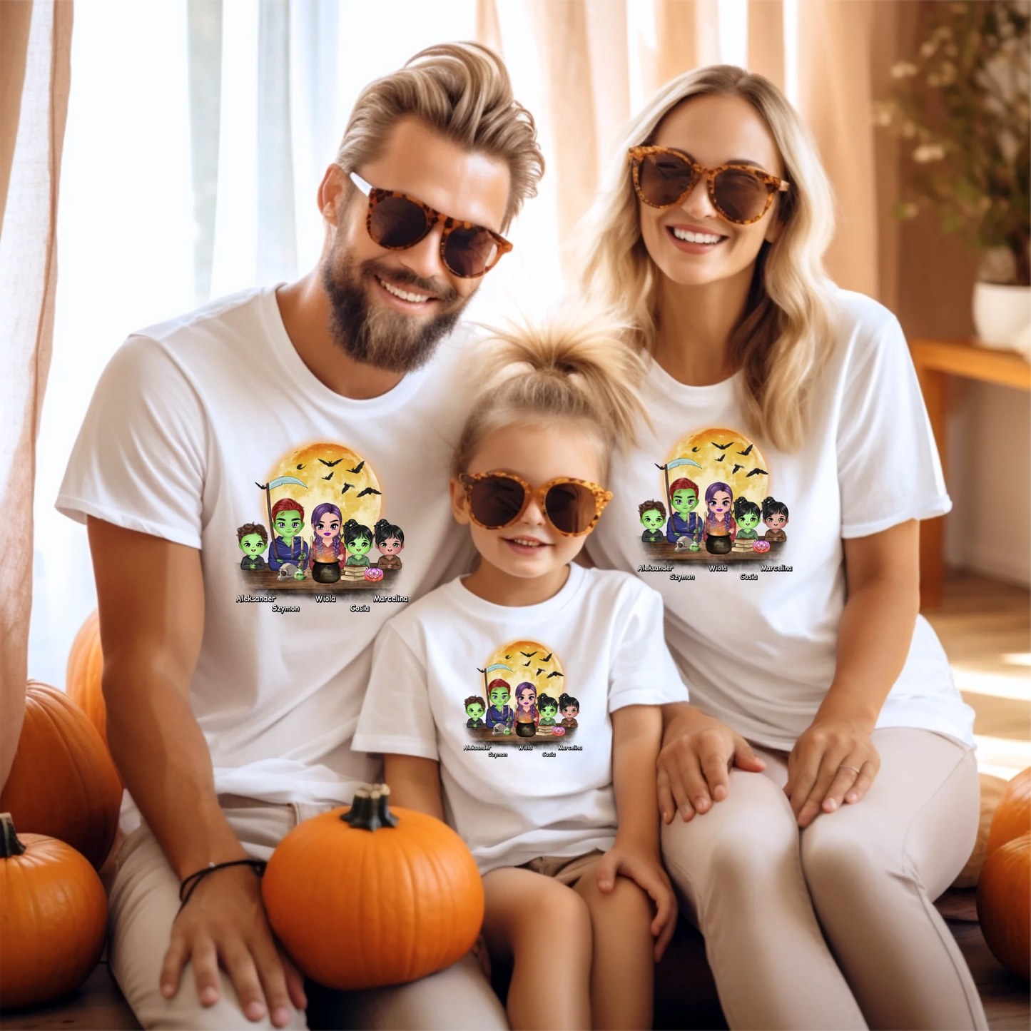 Halloweenowa koszulka personalizowana rodzinna | motyw z kreskówkowymi potworami #1