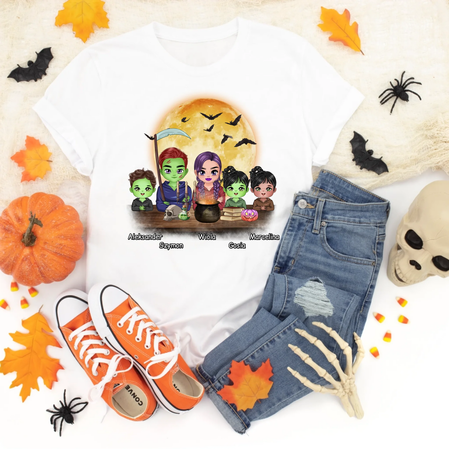 Halloweenowa koszulka personalizowana rodzinna | motyw z kreskówkowymi potworami #1