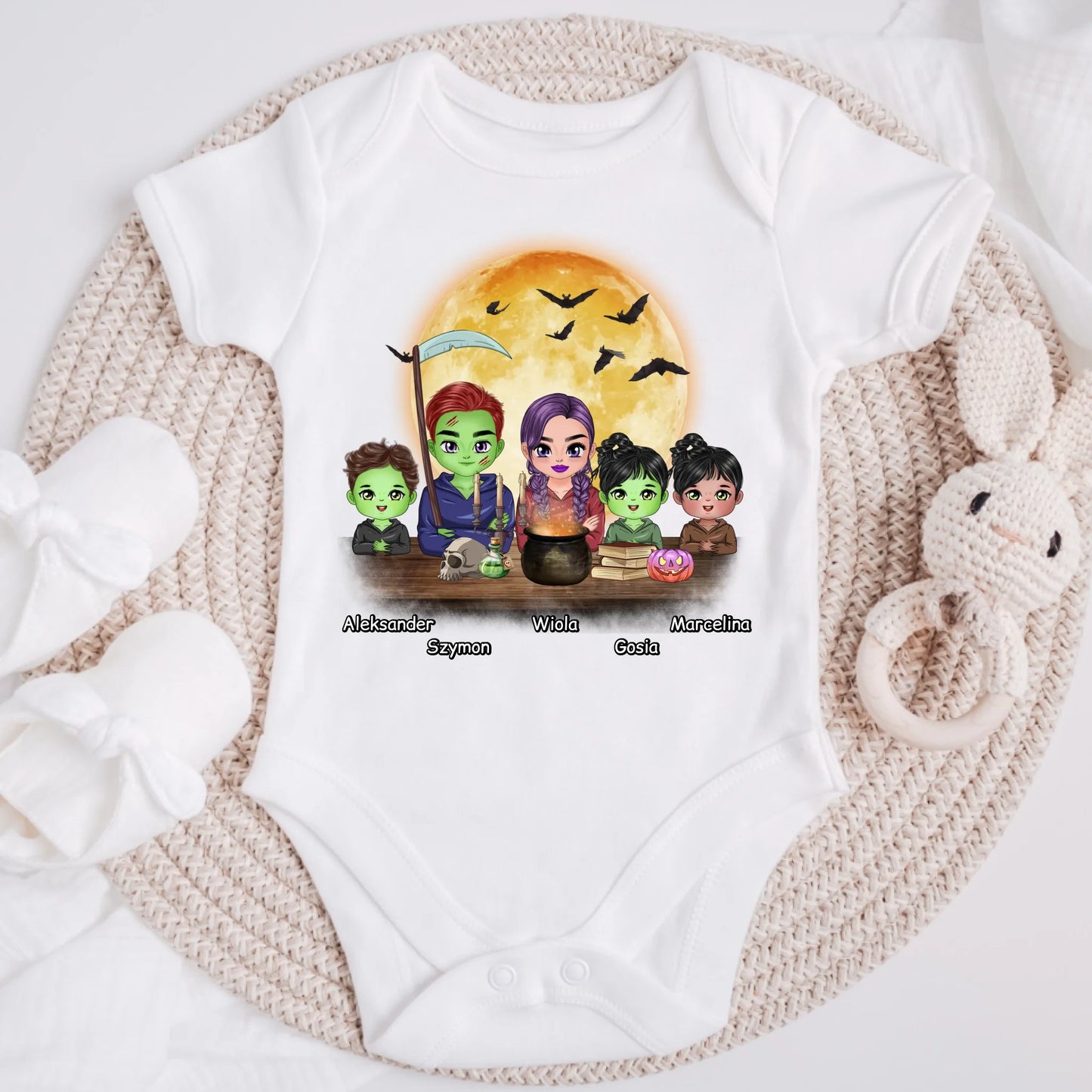 Halloweenowa koszulka personalizowana rodzinna | motyw z kreskówkowymi potworami #1