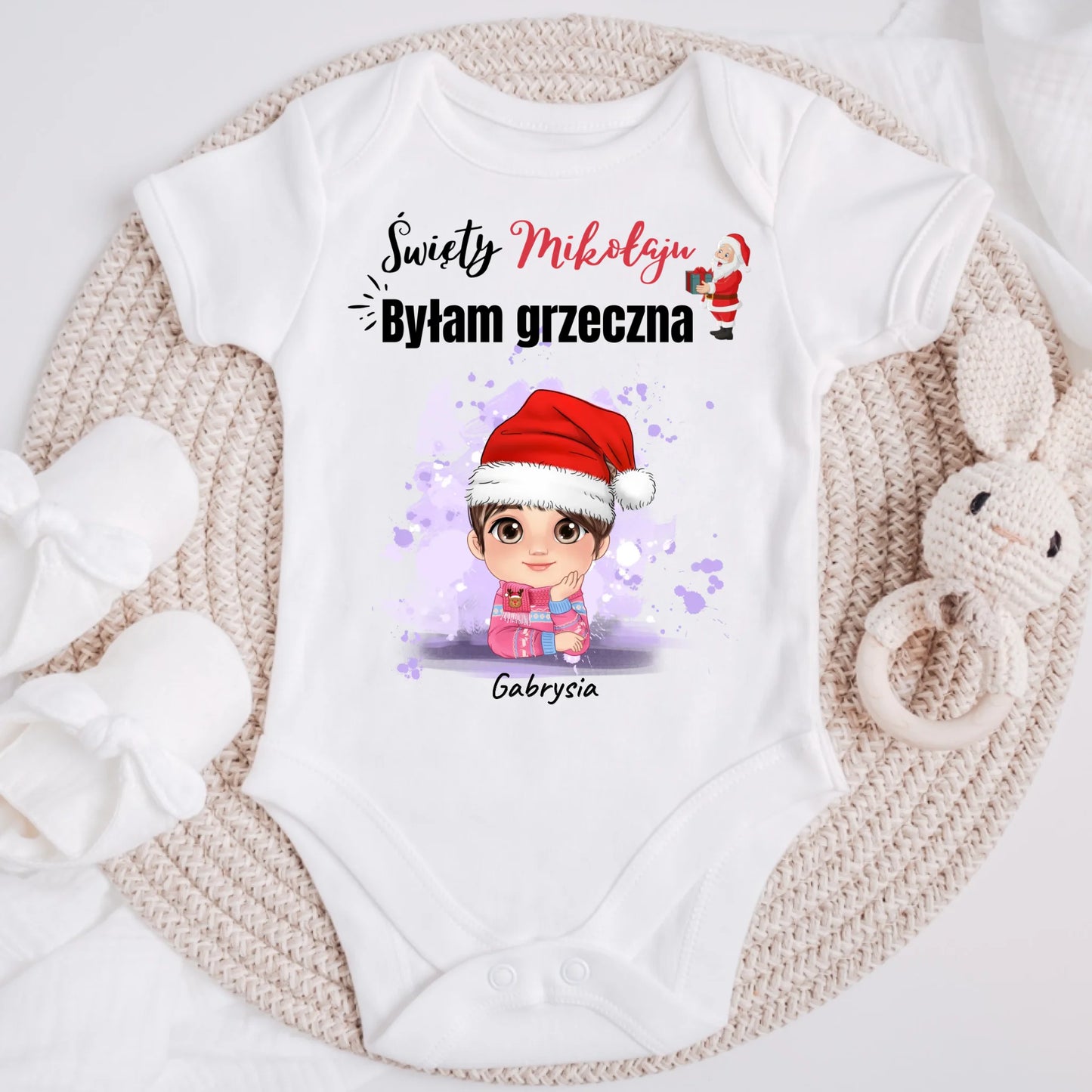 Świąteczna koszulka personalizowana ŚWIĘTY MIKOŁAJU BYŁAM GRZECZNA | zabawny motyw bożonarodzeniowy #2