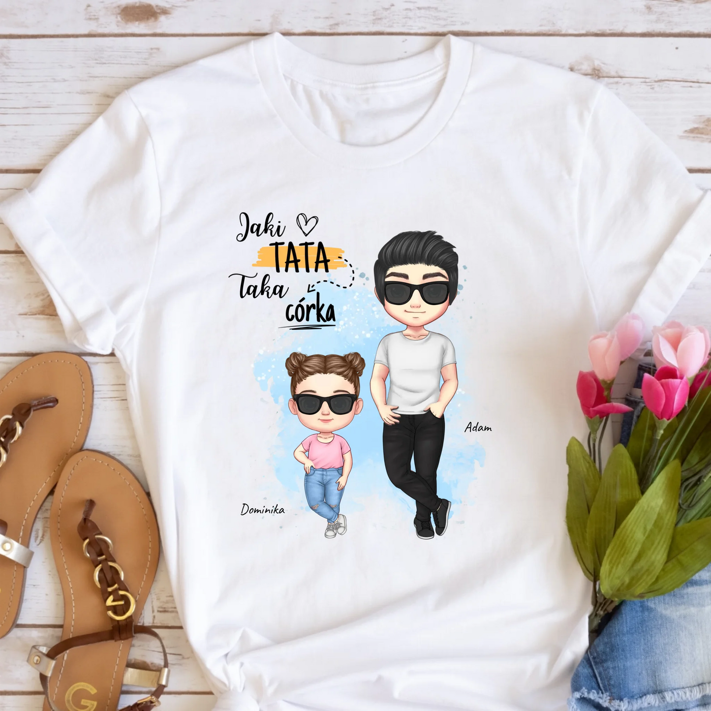 Koszulka personalizowana dla taty i córki JAKI TATA TAKA CÓRKA | rodzinny motyw #7511