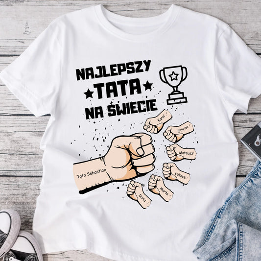 Koszulka personalizowana dla taty i dzieci NAJLEPSZY TATA NA ŚWIECIE | rodzinny motyw #4229