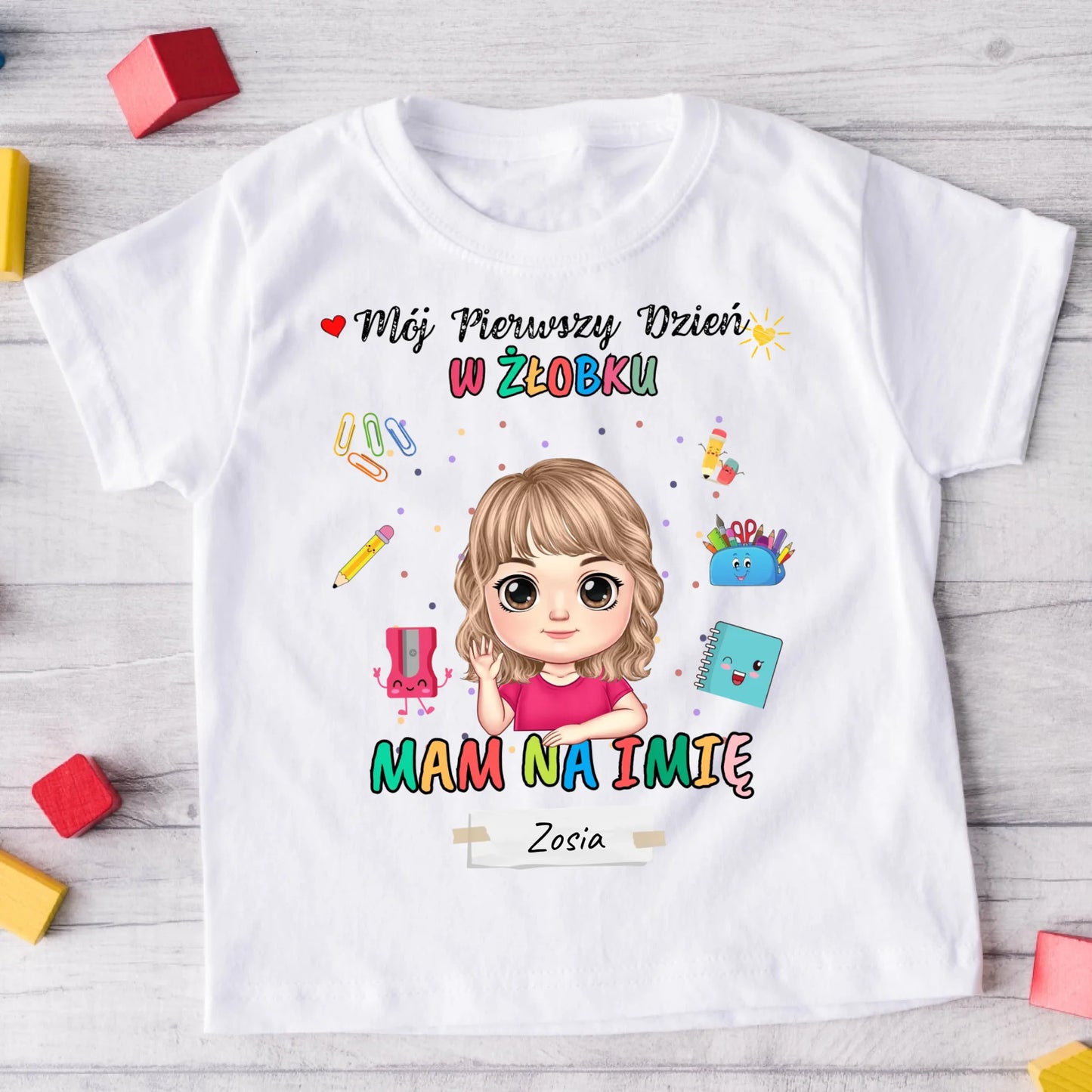 Body personalizowane MÓJ PIERWSZY DZIEŃ W ŻŁOBKU MAM NA IMIĘ | z personalizacją imienia #2170