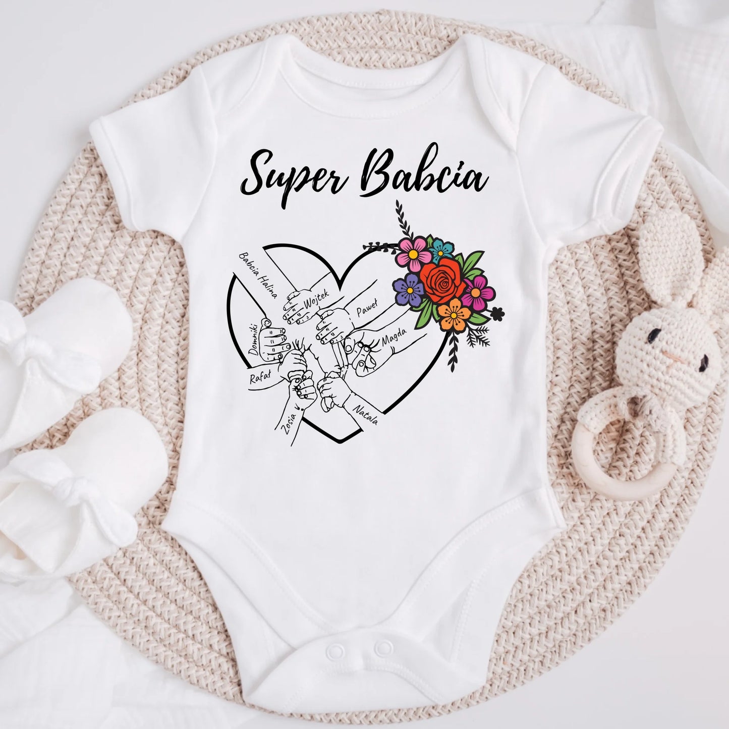 Koszulka personalizowana dla babci SUPER BABCIA | rodzinny motyw #214