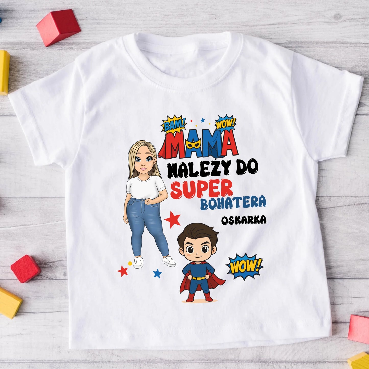 Koszulka personalizowana dla mamy i syna MAMA NALEŻY DO SUPER BOHATERA #567