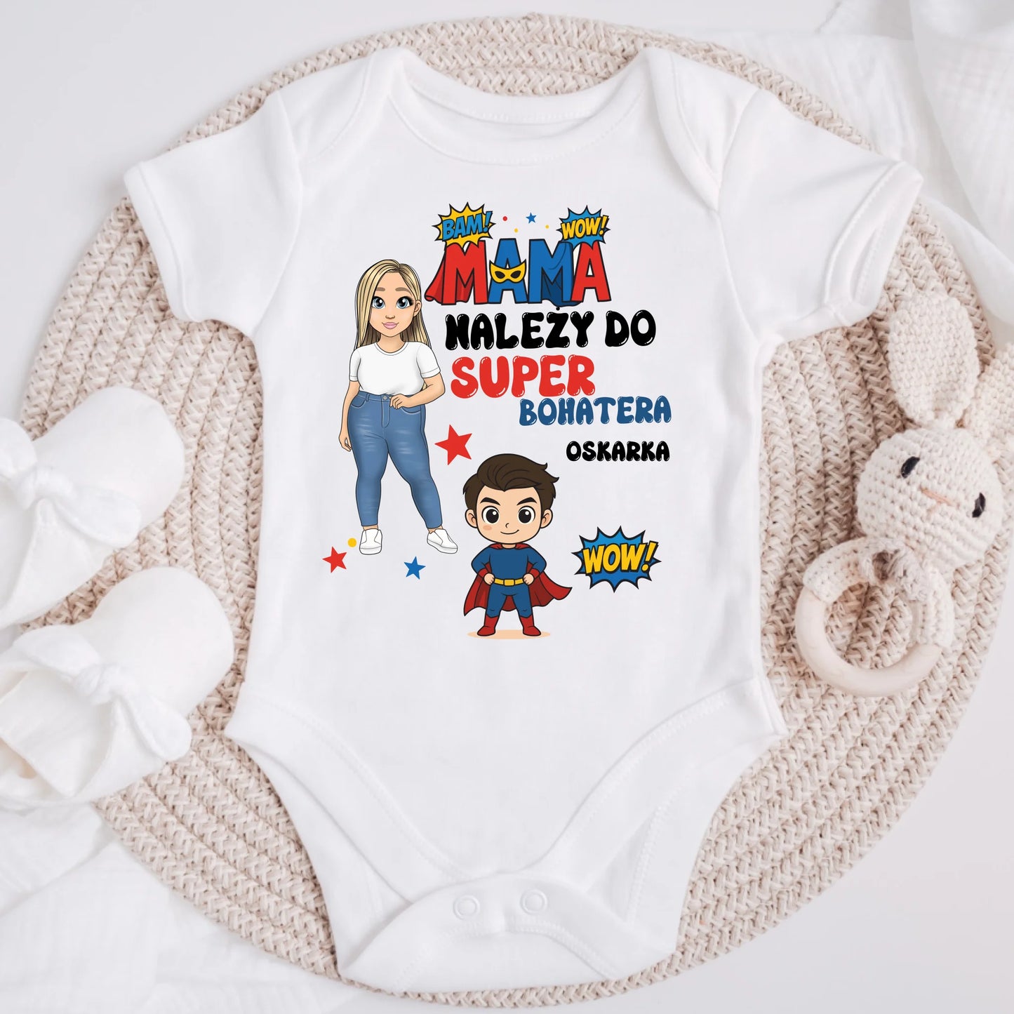Koszulka personalizowana dla mamy i syna MAMA NALEŻY DO SUPER BOHATERA #567