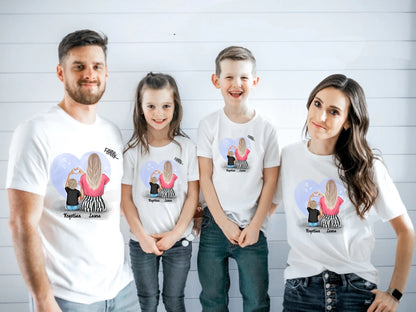 Koszulka personalizowana dla mamy i dziecka FAMILY | motyw z dłońmi i sercem #17