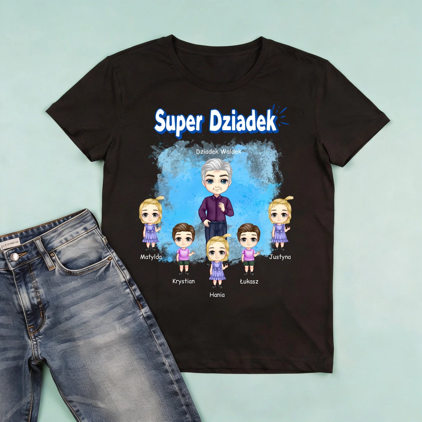 męska czarna koszulka przód