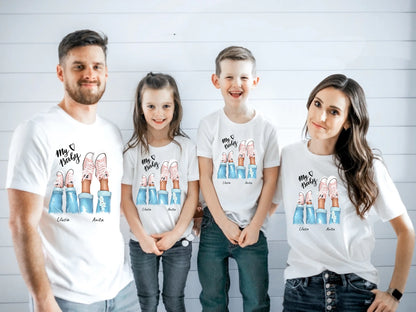 Koszulka personalizowana dla mamy i dziecka MY BABY | motyw z nogami w dżinsach #P23