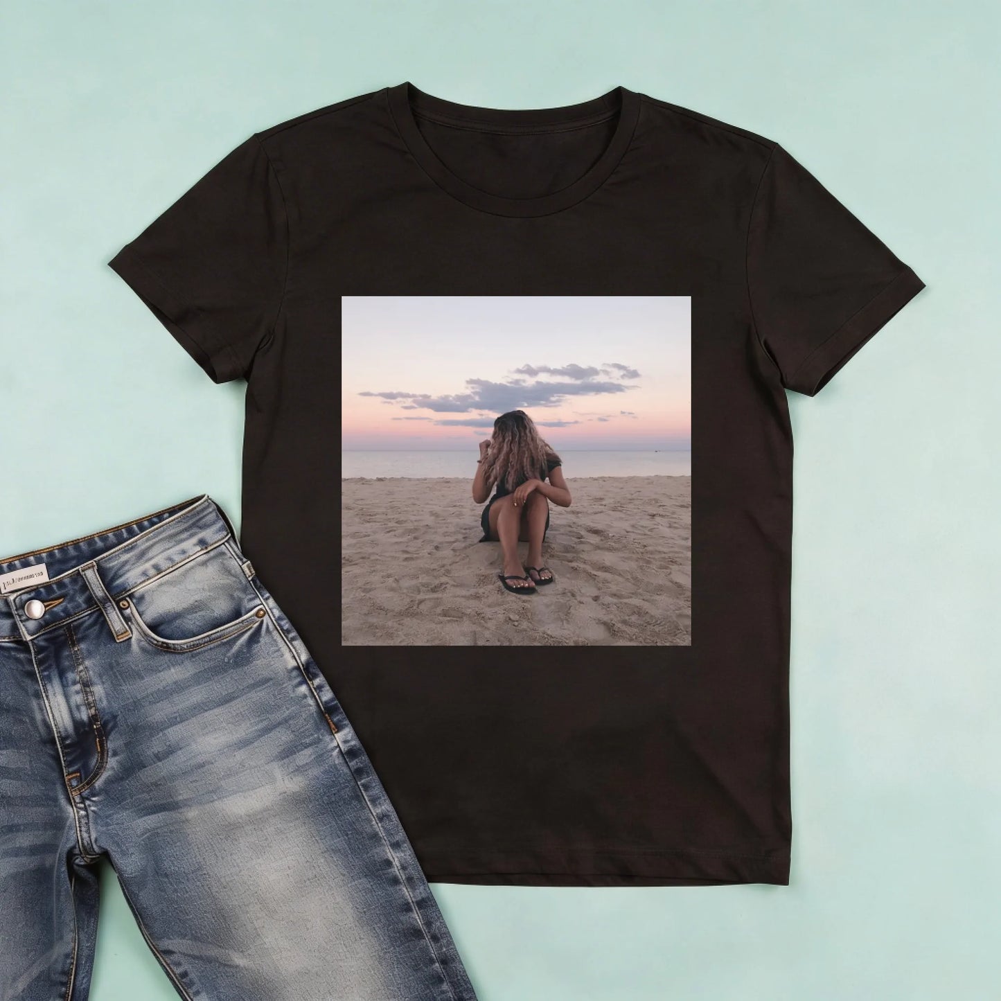 męska czarna koszulka przód