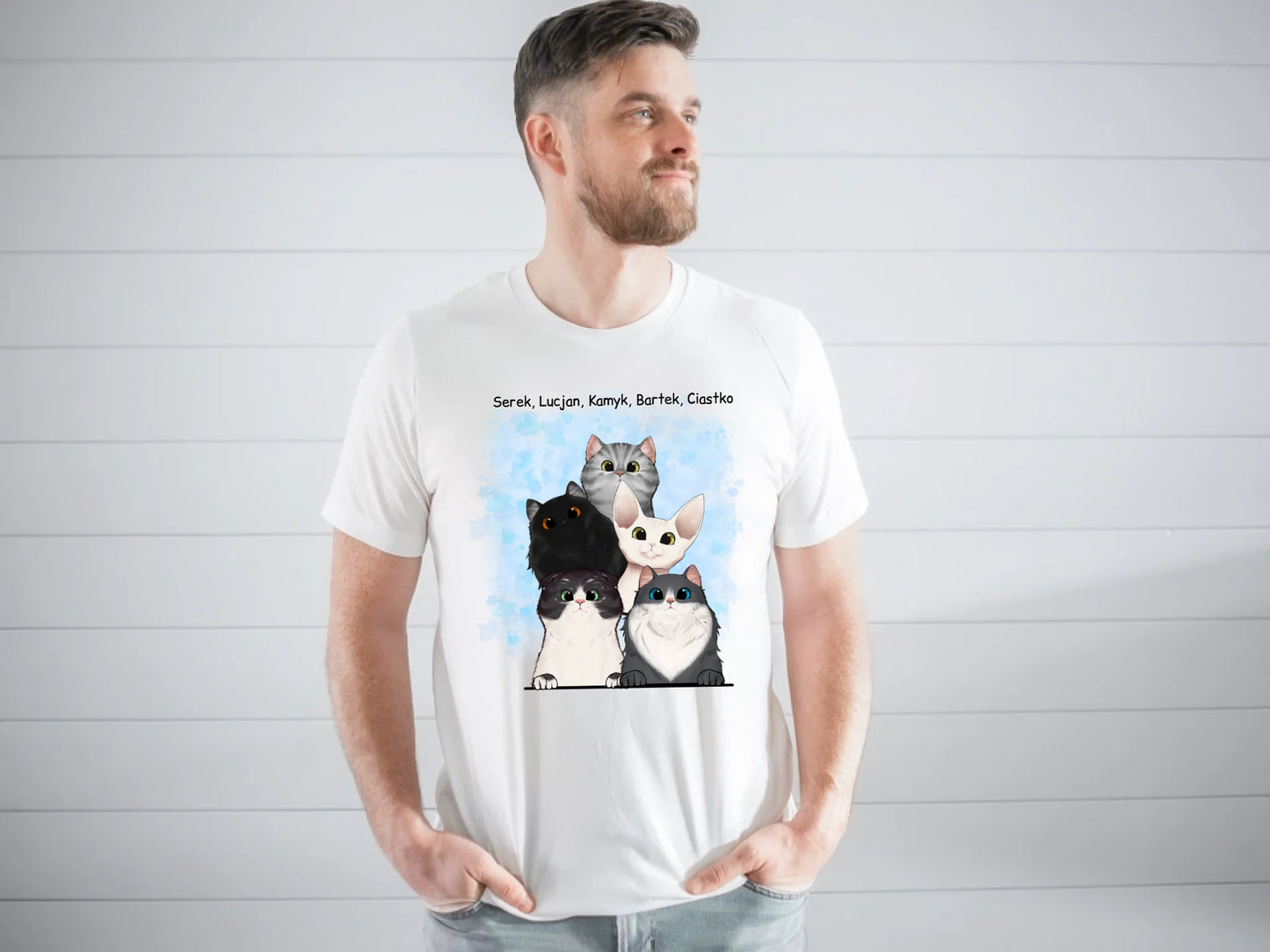 Koszulka personalizowana | motyw dla właścicieli kotów z personalizacją imion #P59