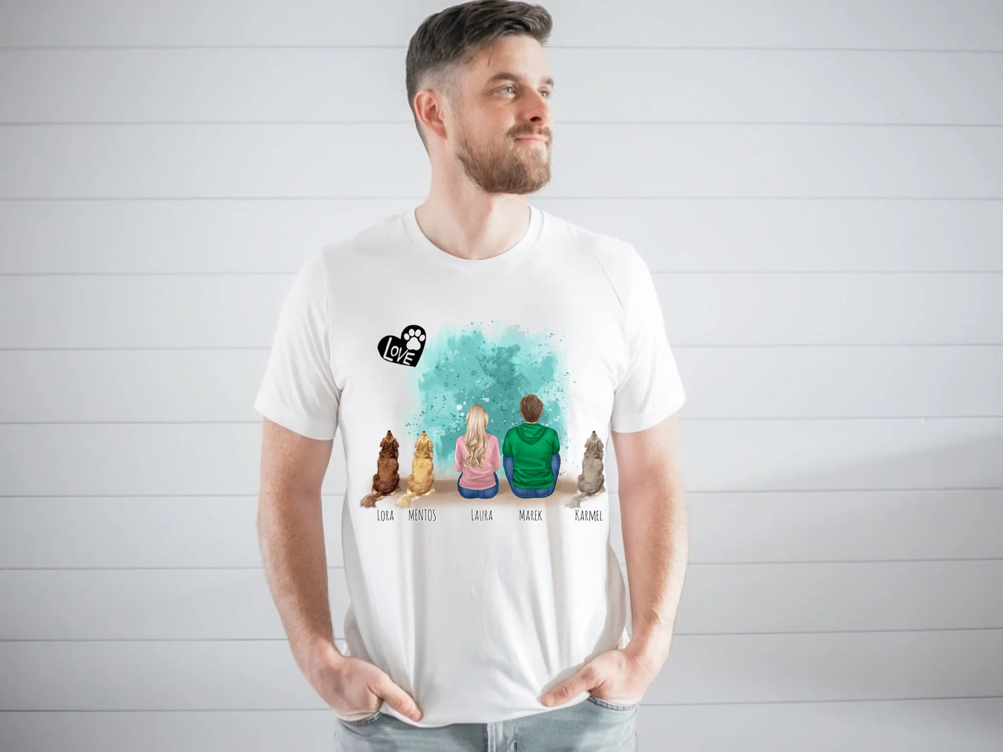 Koszulka personalizowana dla rodziny z psami LOVE | motyw z psami #P56
