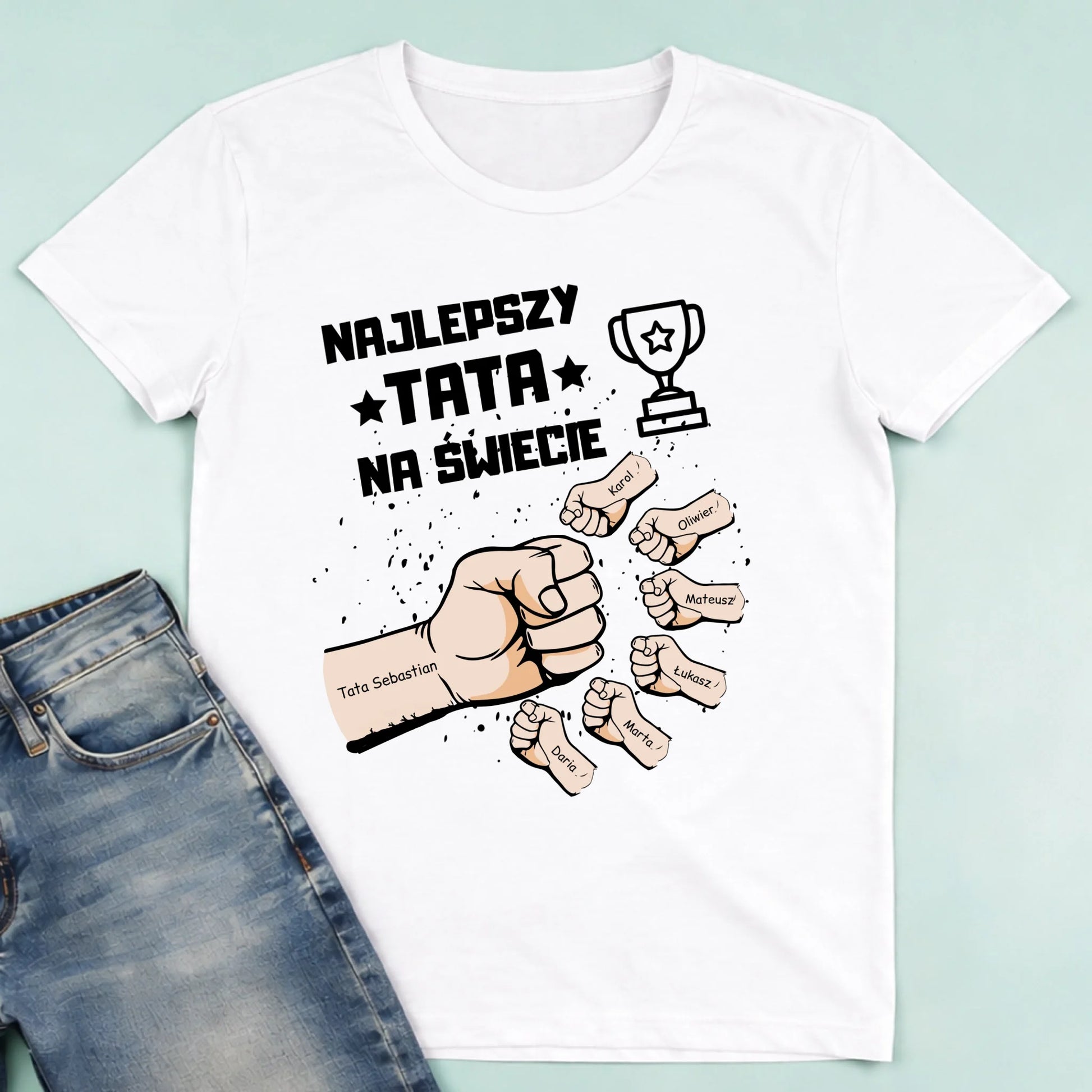 męska biała koszulka przód 1