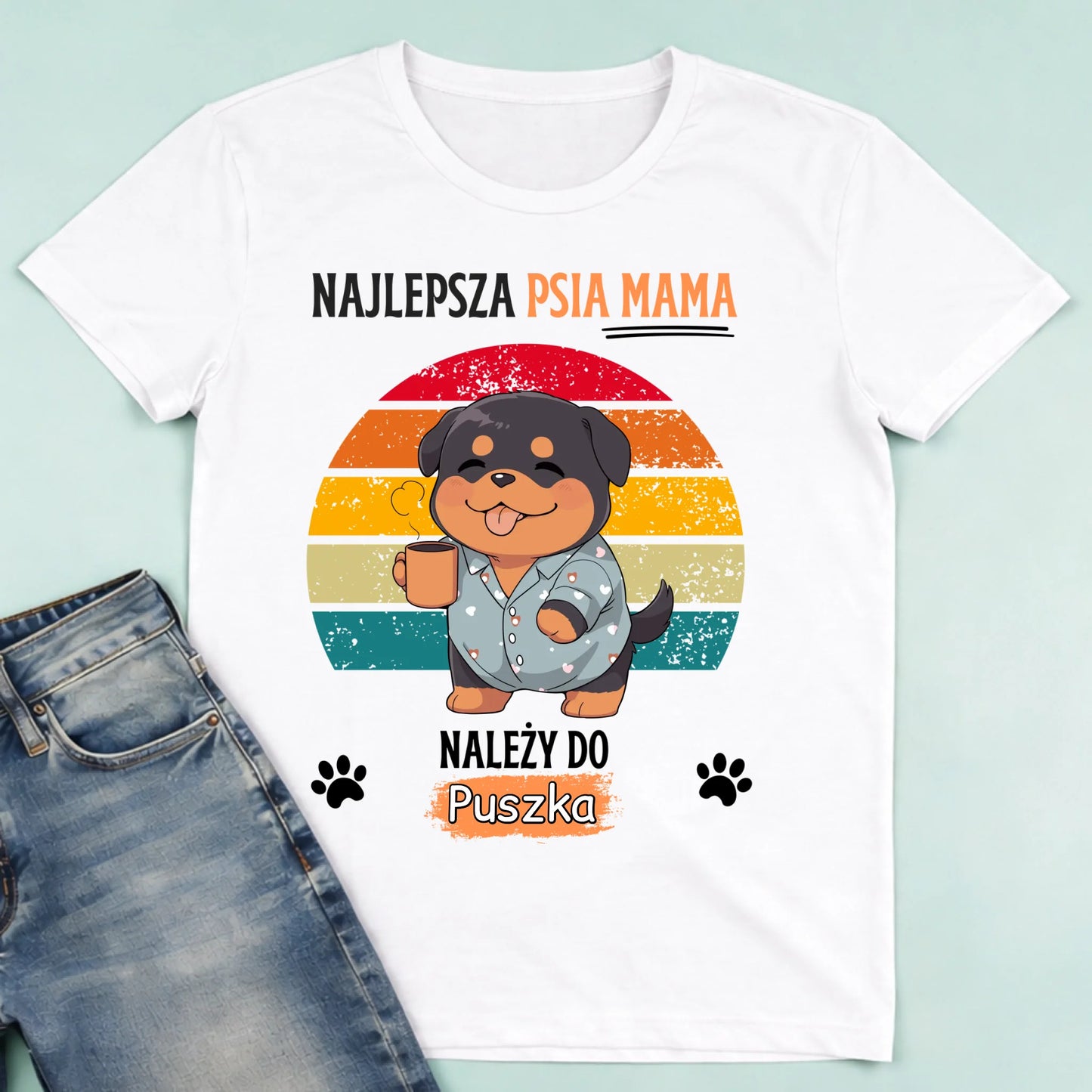 męska biała koszulka przód 1