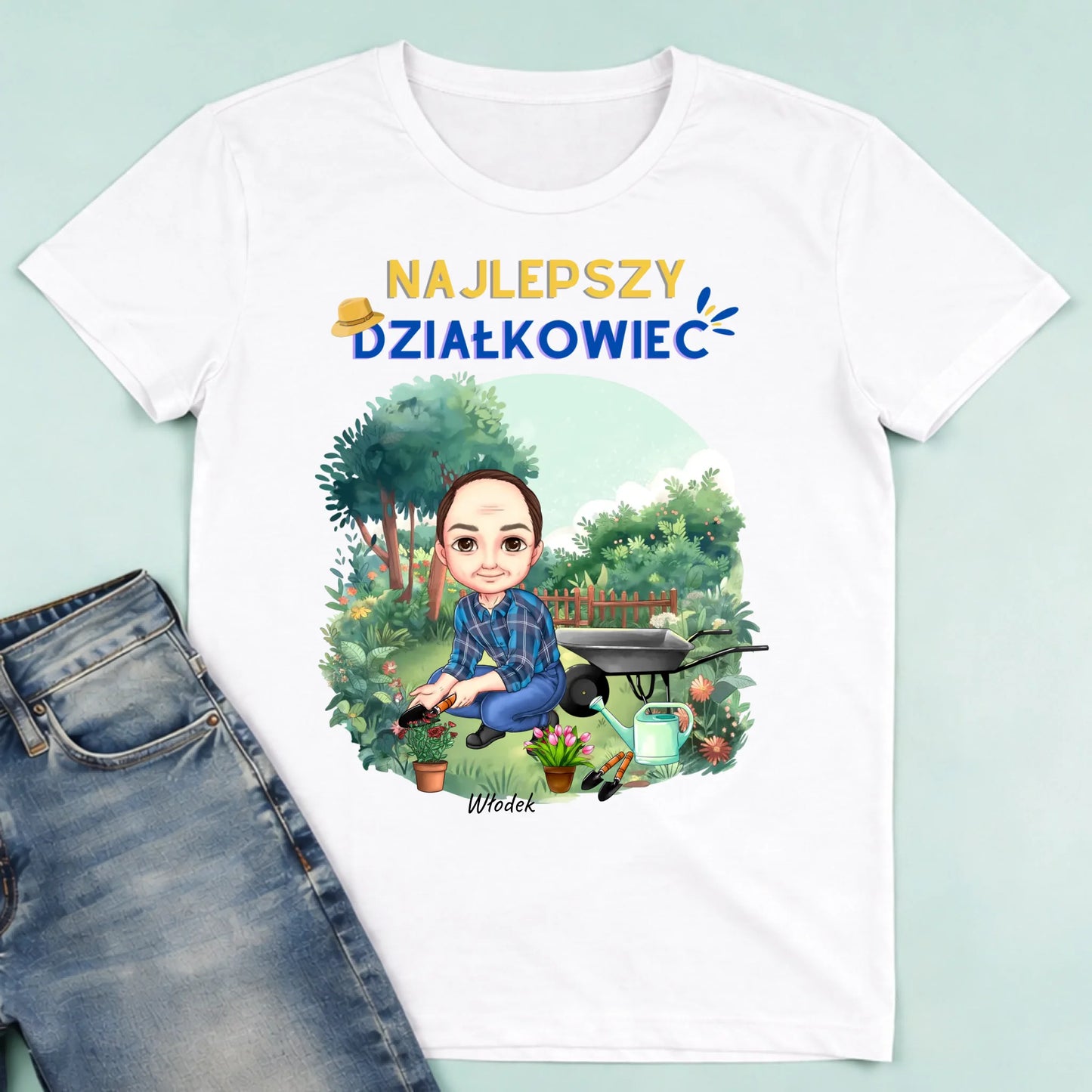 męska biała koszulka przód 1