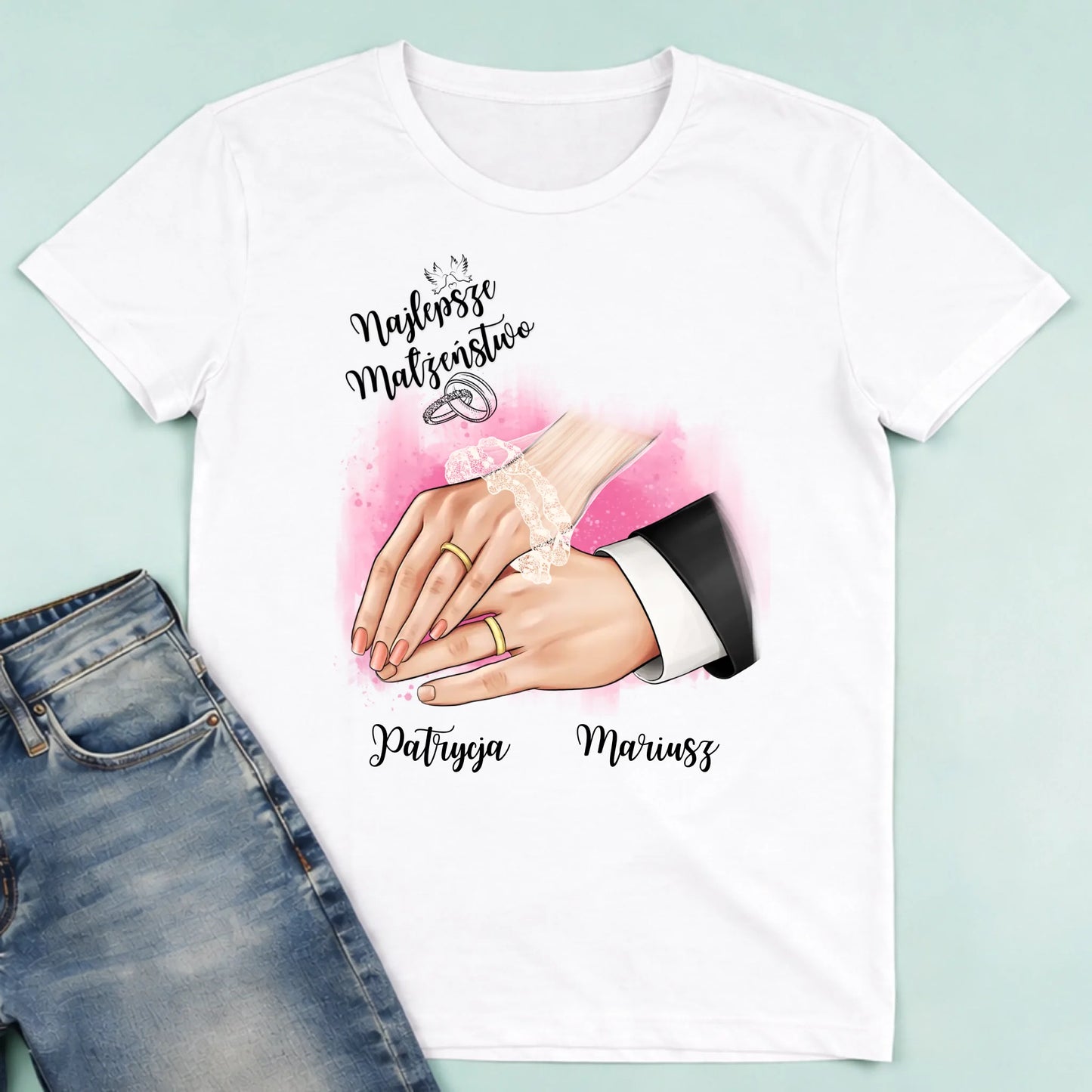 męska biała koszulka przód 1