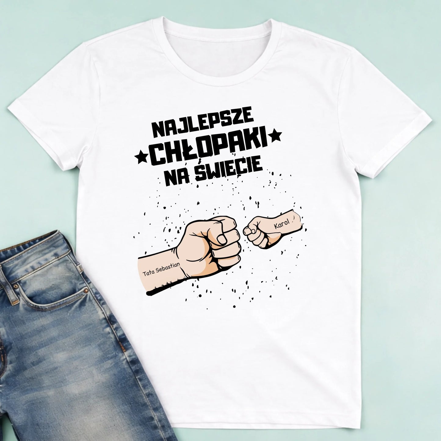 męska biała koszulka przód 1