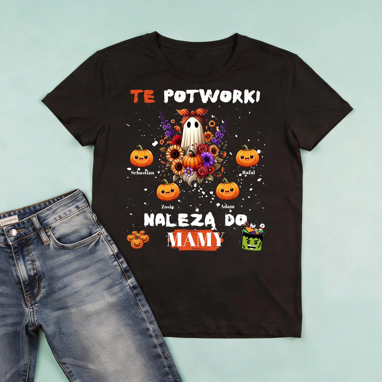 męska czarna koszulka przód