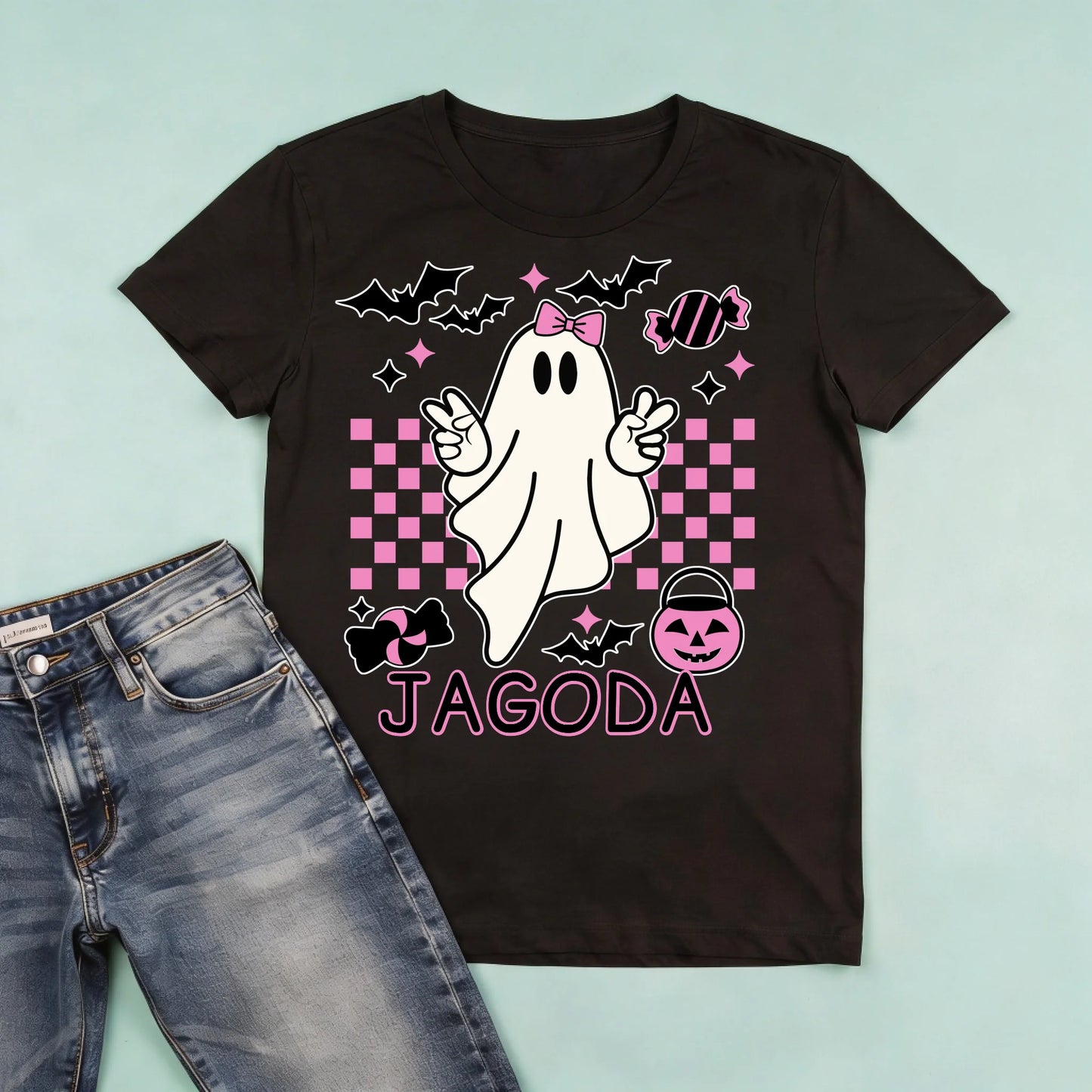 męska czarna koszulka przód